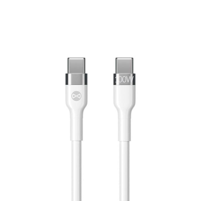 Forever - Forever USB-C Till USB-C Kabel 100W 2m Flexible - Vit