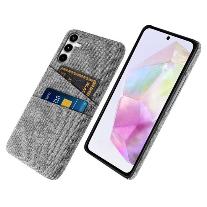 OEM - Samsung Galaxy A35 5G Skal Slim-Fit Plast + Tyg - Ljusgrå