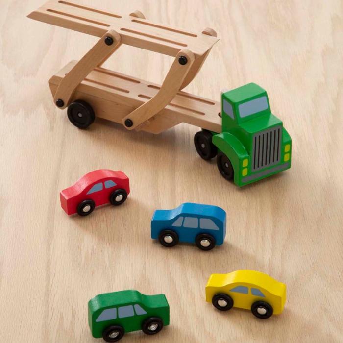 MND - MND Träleksak Wooden Car Carrier Truck and Cars Trä