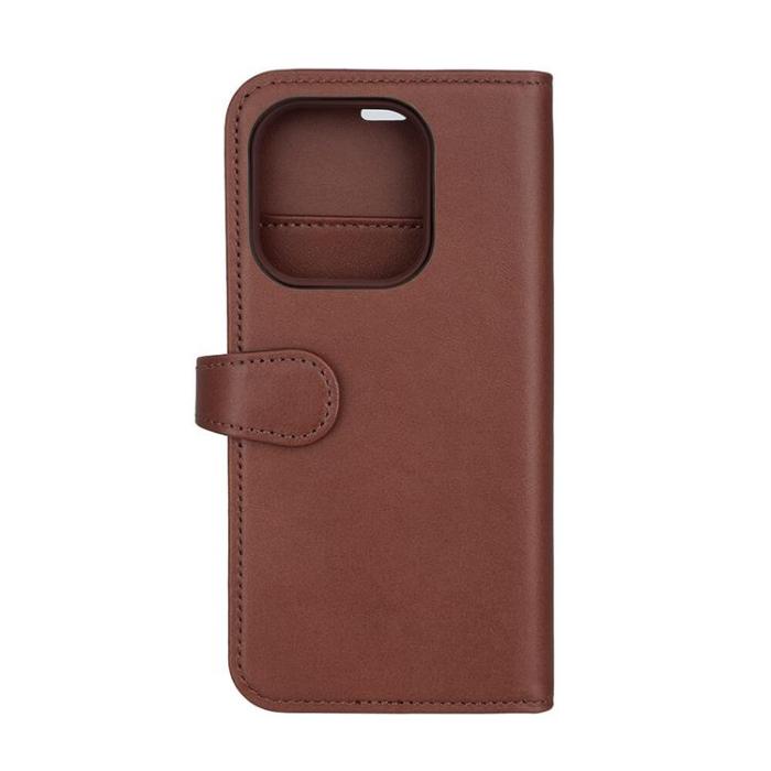 BUFFALO - BUFFALO äkta läder iPhone 15 Pro Plånboksfodral 3 Kort Magsafe - Brun