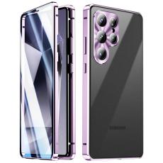 OEM - Mobilskal f&ouml;r Samsung Galaxy S26 Ultra Dubbel Sidor H&auml;rdat Glas + Metall - Lila