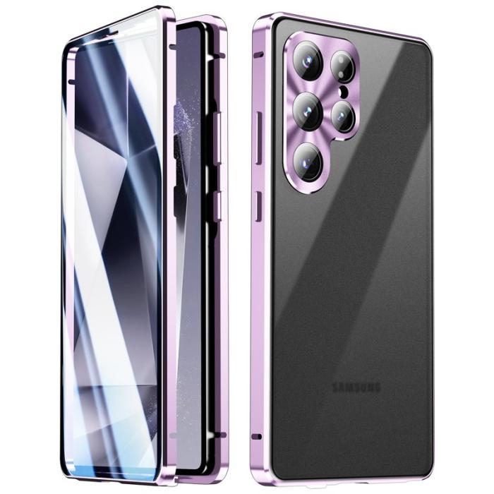 OEM - Mobilskal för Samsung Galaxy S26 Ultra Dubbel Sidor Härdat Glas + Metall - Lila