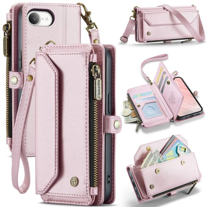 Caseme - CASEME Plånboksfodral Konstläder för iPhone 16e med kortfack - Rosa