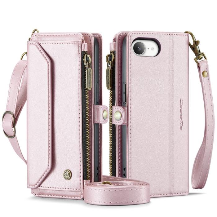 Caseme - CASEME Plånboksfodral Konstläder för iPhone 16e med kortfack - Rosa