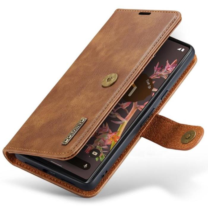 DG.MING - DG.MING Google Pixel 7 Plånboksfodral Detachable 2in1 Äkta läder - Brun