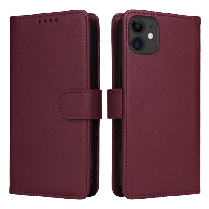 BETOPNICE - BETOPNICE iPhone 11 Plånboksfodral Magnetiskt Detachable Konstläder - Vinröd