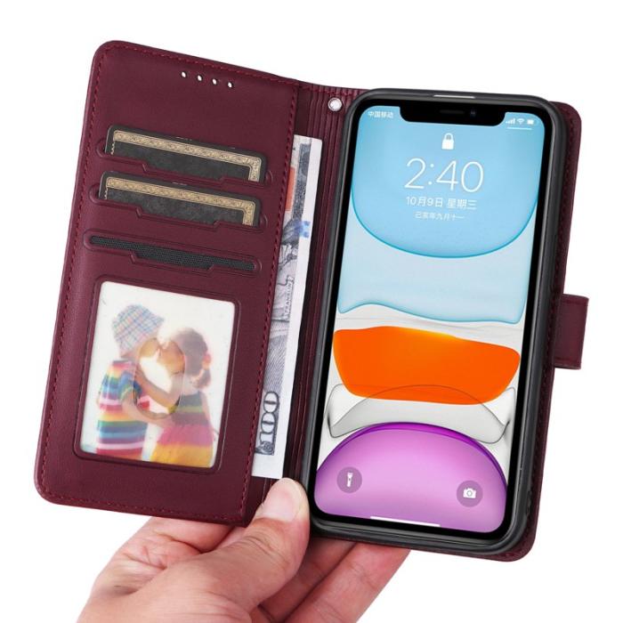 BETOPNICE - BETOPNICE iPhone 11 Plånboksfodral Magnetiskt Detachable Konstläder - Vinröd