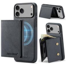 FIERRE SHANN - FIERRE SHANN FS030 iPhone 17 Pro Pl&aring;nboksfodral Konstl&auml;der - Svart
