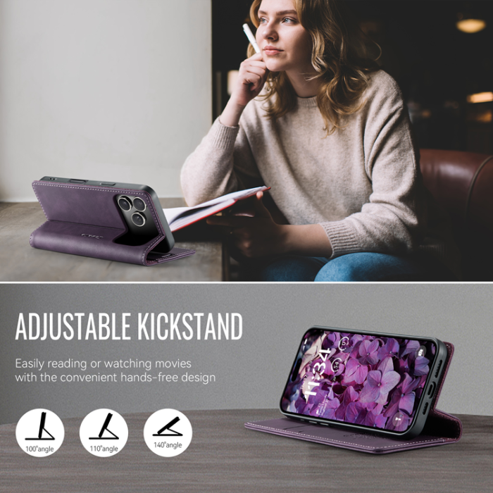 Caseme - Caseme iPhone 17 Pro Plånboksfodral RFID Blocking 033 - Lila