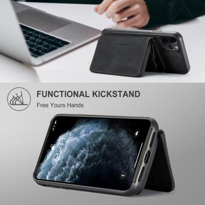 JEEHOOD - JEEHOOD Mobilskal till iPhone 11 Pro Max Konstläder TPU Svart