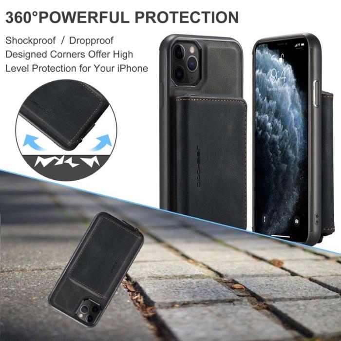 JEEHOOD - JEEHOOD Mobilskal till iPhone 11 Pro Max Konstläder TPU Svart