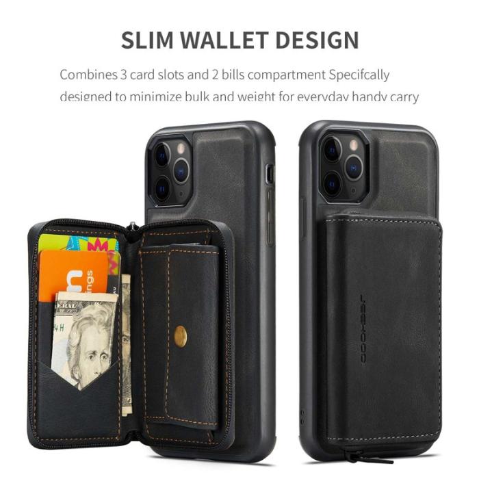 JEEHOOD - JEEHOOD Mobilskal till iPhone 11 Pro Max Konstläder TPU Svart