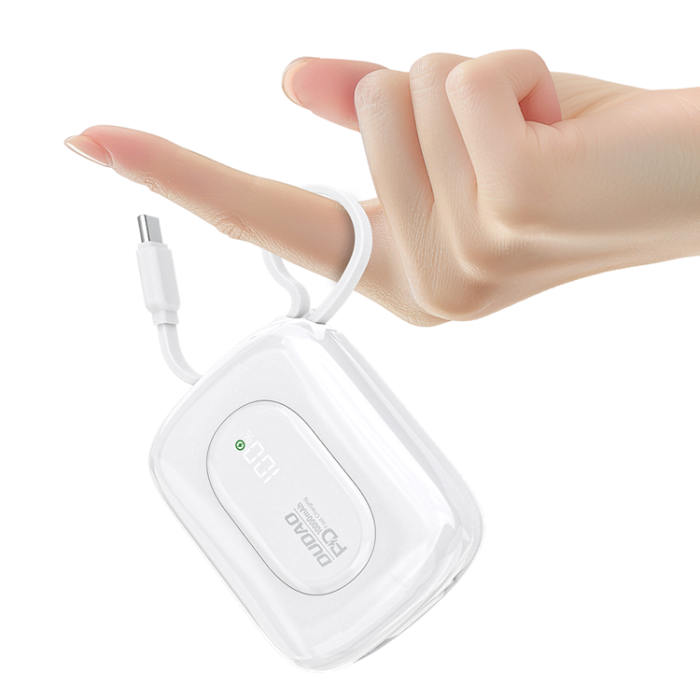 Dudao - Dudao Powerbank 10000mAh 22.5W med Inbyggda USB-C,Lightning Kablar K32