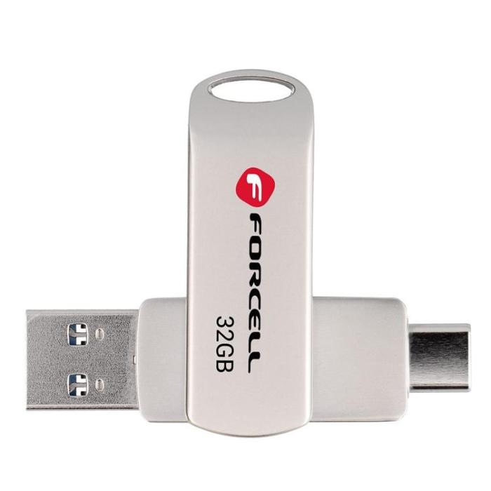 Forcell - Forcell Pendrive 32GB USB 3.2 Gen 1(USB-A/USB-C) - Silver