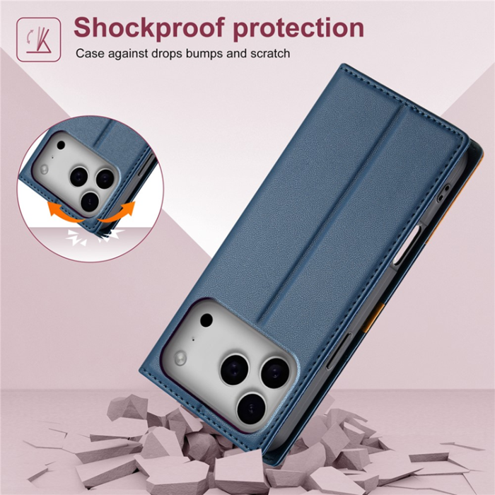 N.BEKUS - N.BEKUS iPhone 17 Pro Max Plånboksfodral RFID Blocking P3 - Blå