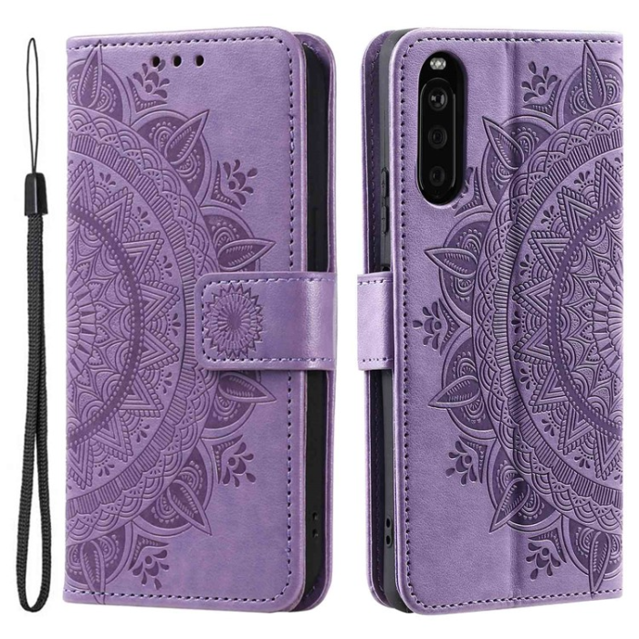 A-One Brand - Sony Xperia 10 V Plånboksfodral Imprinted Mandala Flower - Lila
