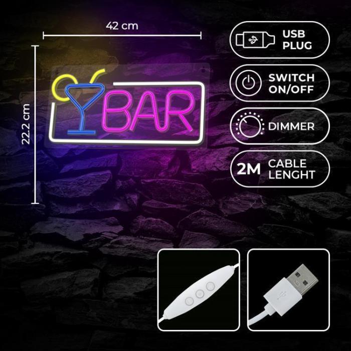 Forever Light - Forever Light LED Neon PLEXI BAR FPNE01X - Flerfärgad