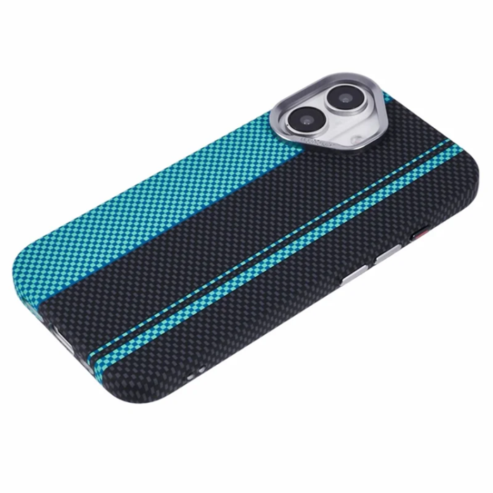 A-One Brand - iPhone 16 Plus Mobilskal Magsafe Kevlar Aramid Fiber - Blå/Svart
