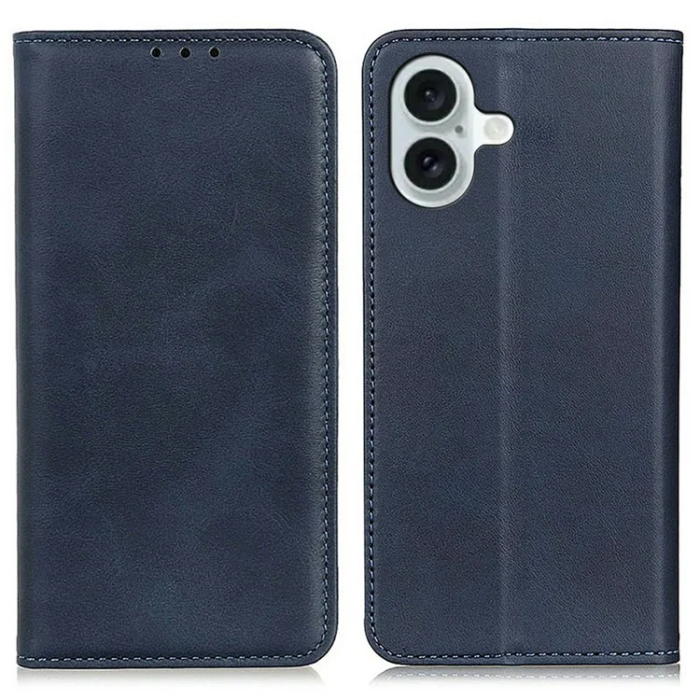 A-One Brand - iPhone 17 Plånboksfodral Äkta läder - Blå