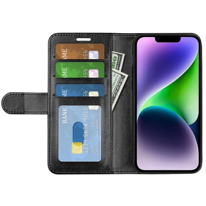 Taltech - iPhone 15 Plus Plånboksfodral Premium - Svart