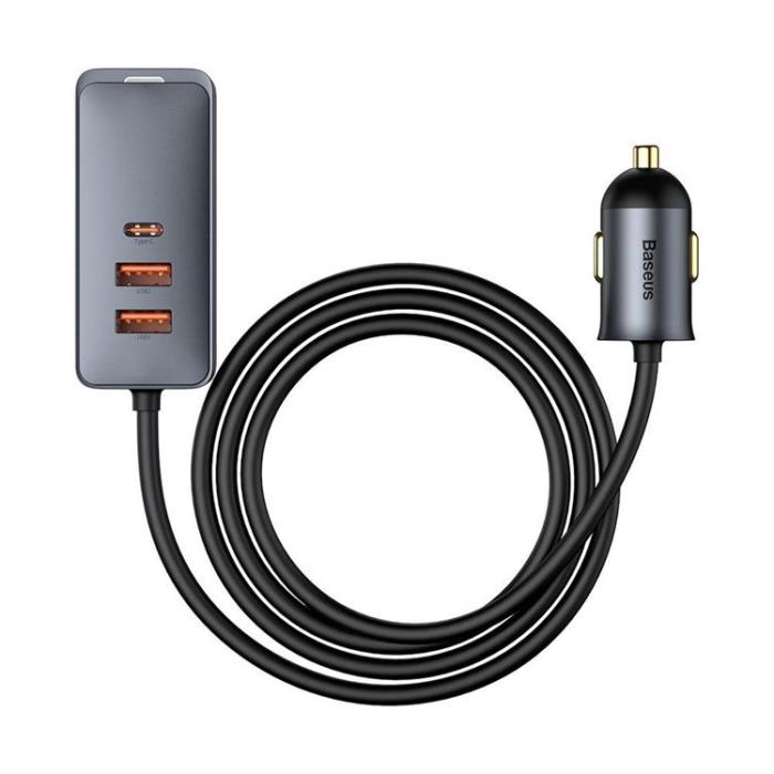 BASEUS - Baseus Power Billaddare USB-C Till 3x USB 120W - Grå