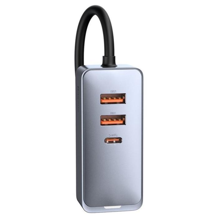 BASEUS - Baseus Power Billaddare USB-C Till 3x USB 120W - Grå