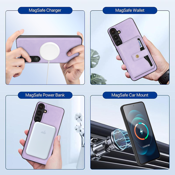 A-One Brand - Galaxy S25 Plus Mobilskal MagSafe Detachable Korthållare Kickstand