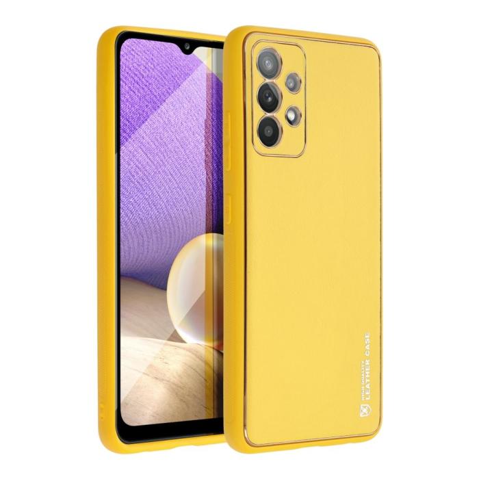 UTGATT - Galaxy A12/M12 Skal Forcell Läder Konstläder Gul