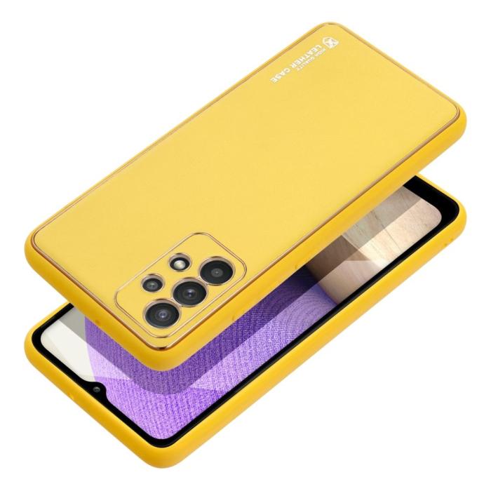 UTGATT - Galaxy A12/M12 Skal Forcell Läder Konstläder Gul
