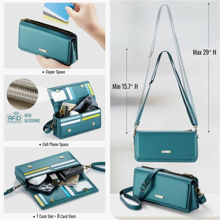 Caseme - CASEME Crossbody Väska RFID Blocking Me30 Max Läder - Grön