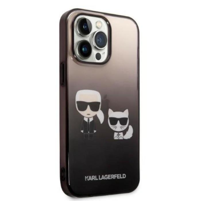 KARL LAGERFELD - Karl Lagerfeld iPhone 14 Pro Skal Gradient Ikonik Karl & Choupette - Svart