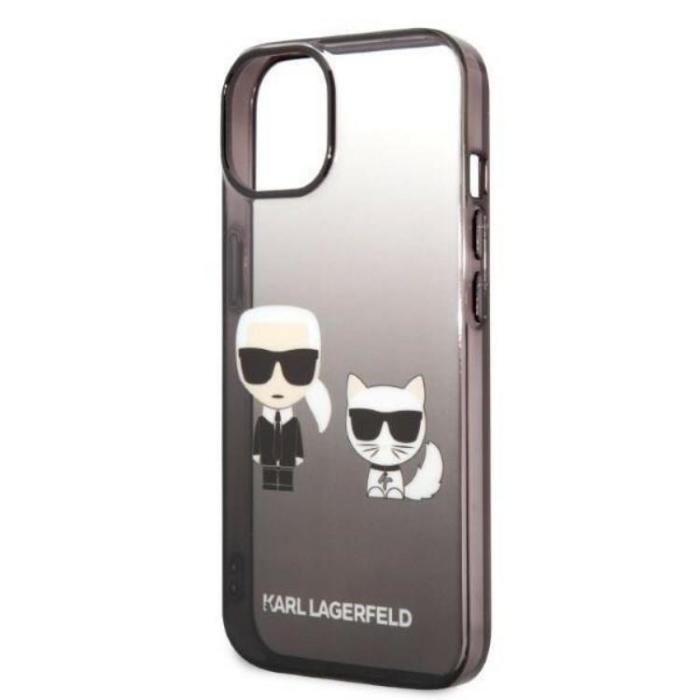 KARL LAGERFELD - Karl Lagerfeld iPhone 14 Pro Skal Gradient Ikonik Karl & Choupette - Svart