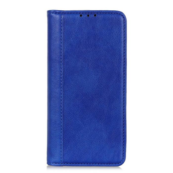 OEM - LITCHI Samsung Galaxy S26 Ultra Plånboksfodral Äkta läder- Blå