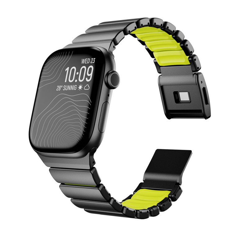 Apple Watch (42/44/45/46/49mm) Armband Stainless Steel (Svart/Grön) | 5122 | AlltMobil