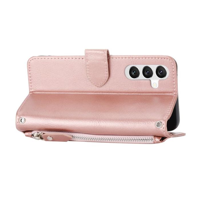 OEM - Samsung Galaxy S26 Plånboksfodral Dragkedja Konstläder - Roséguld