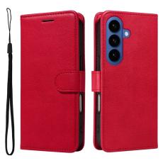 OEM - Samsung Galaxy S26 Plus Pl&aring;nboksfodral Konstl&auml;der Med Rem St&auml;ll - R&ouml;d