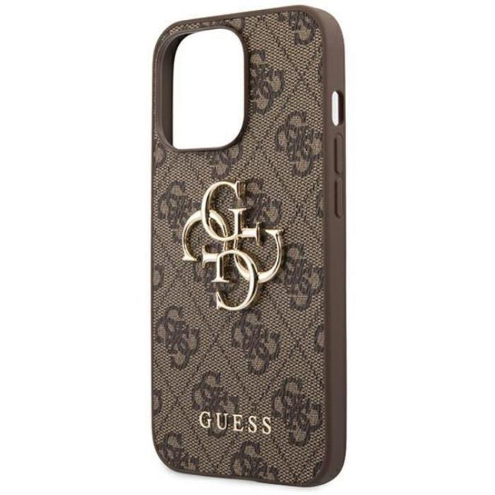Guess - GUESS iPhone 14 Pro Skal Big Metall Logo - Brun