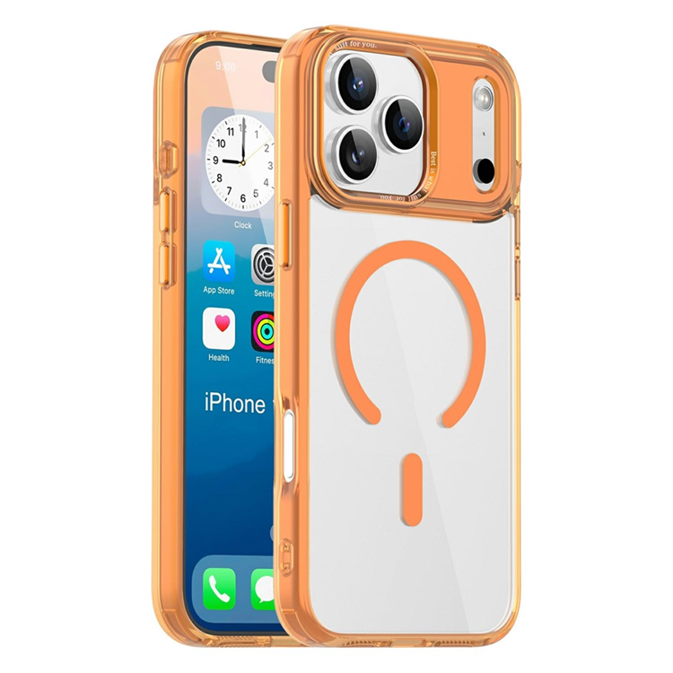 Mobilskal till iPhone 17 Pro MagSafe Transparent TPU+PC - Orange | 2353 | AlltMobil