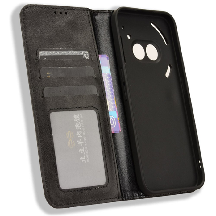 A-One Brand - Nothing Phone (2a) Plus Plånboksfodral Retro Kickstand - Svart