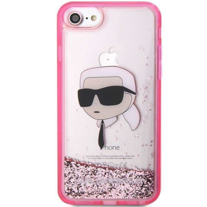 KARL LAGERFELD - Karl Lagerfeld iPhone 7/8/SE (2020/2022) Skal Liquid Glitter Head - Rosa