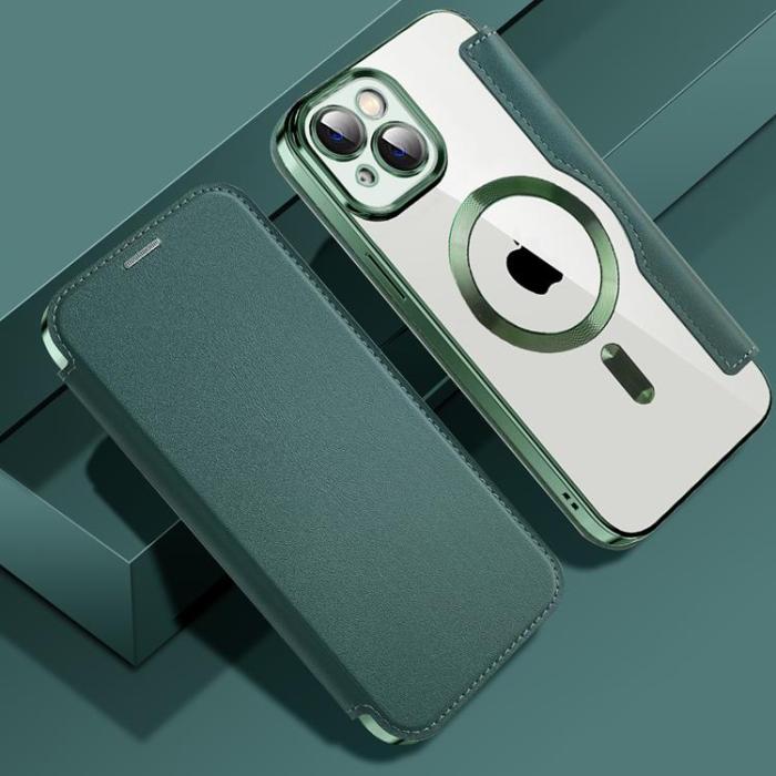 OEM - iPhone 14 Plus Magsafe Plånboksfodral RFID Flip - Grön