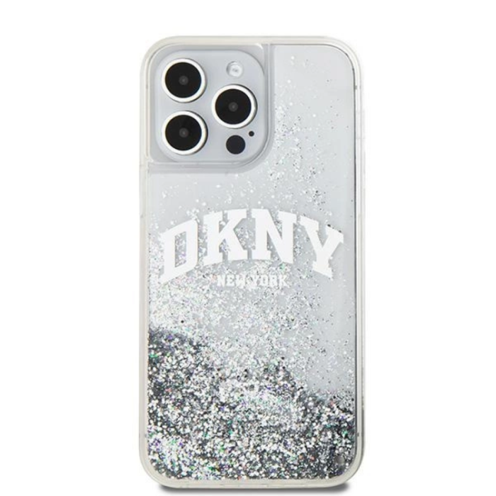 DKNY - DKNY iPhone 15 Pro Max Mobilskal Liquid Glitter Big Logo - Vit