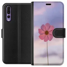 Gustaf - Pl&aring;nboksfodral till Huawei P20 Pro med Rosa blomma