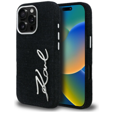KARL LAGERFELD - Karl Lagerfeld Mobilskal F&ouml;r iPhone 16 Pro Jeans Signature Logo - Svart
