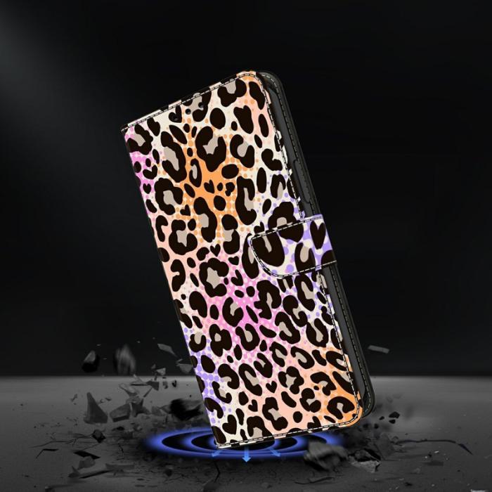 OEM - Samsung Galaxy A37 Plånboksfodral Mönstertryck Konstläder Spotted Leopard Print