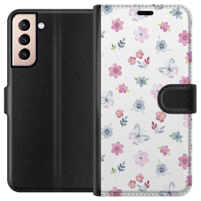 iSecrets - Plånboksfodral till Samsung Galaxy S21 med Blommor och fjärillar
