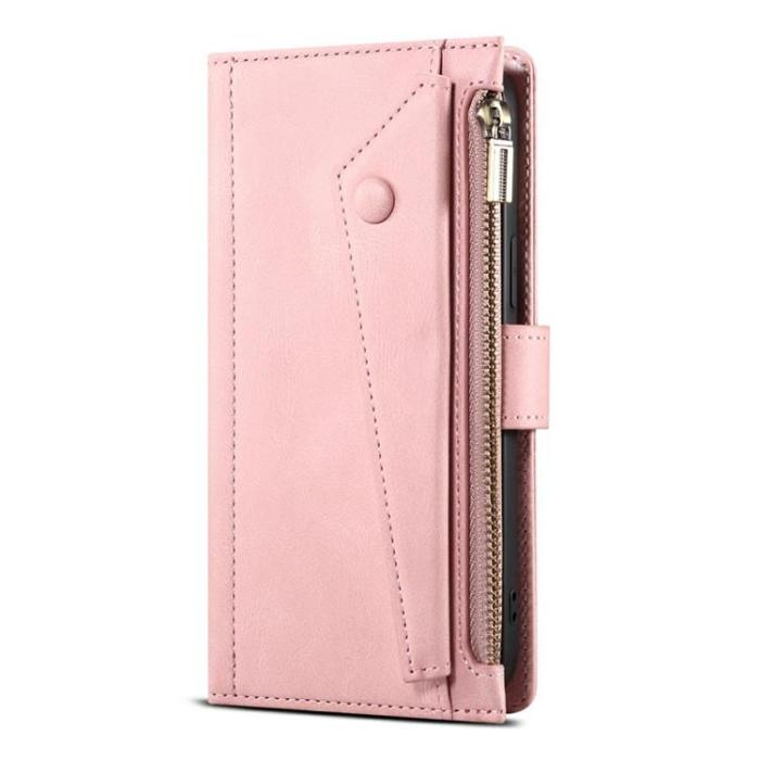 OEM - iPhone 14 Pro Plånboksfodral Flap Zipper Strap - Rosa