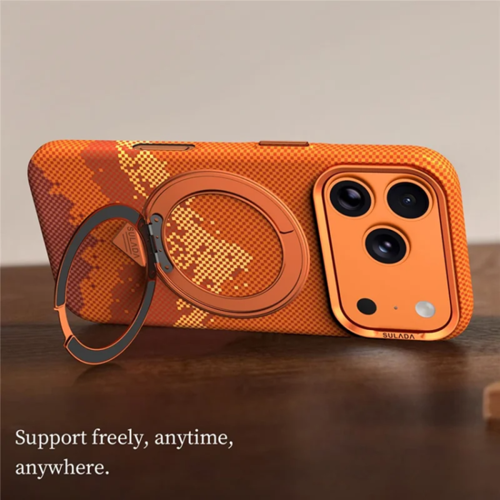 SULADA - SULADA Mobilskal iPhone 17 Magsafe 360° Rotating Ringhållare - Orange