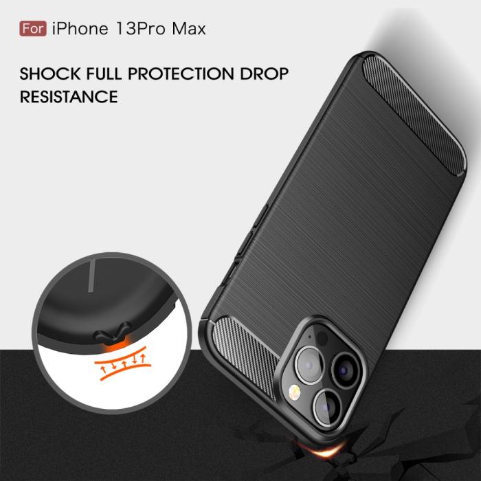 OEM - Carbon Fiber Texture Skal iPhone 13 Pro Max - Svart