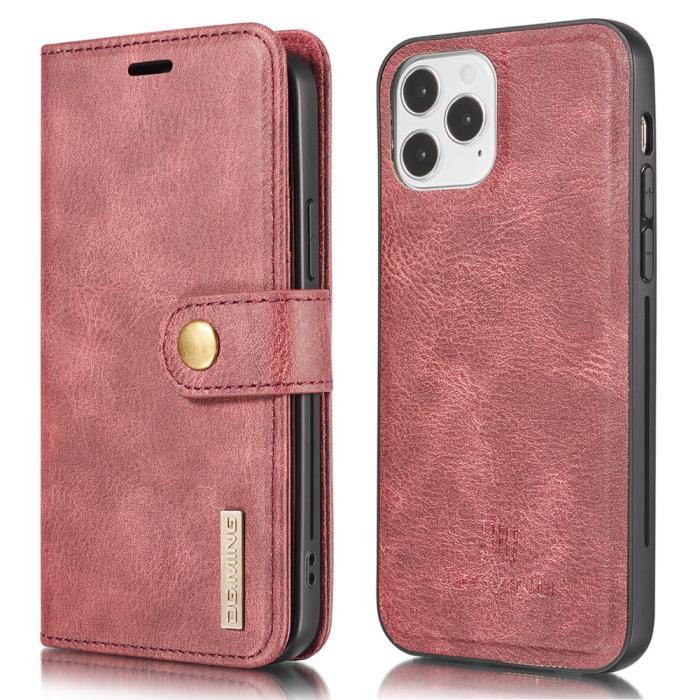 DG.MING - DG.MING Äkta Läder Plånboksfodral iPhone 13 Pro Max - Röd
